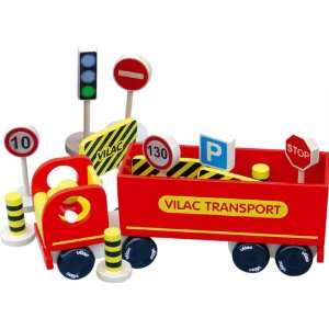  Vilac Truck and Trailer with 14 Street Accessories Baby