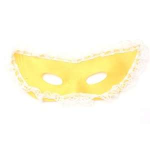  Light Yellow Satin Lace Trimmed Mardi Gras Mask 