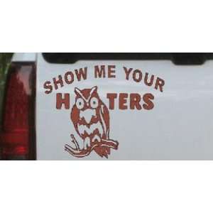 Brown 10in X 7.7in    Show me Your Hooters Funny Car Window Wall 