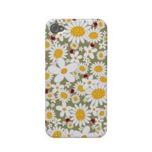   White Daisies Ladybugs iPhone 4 CaseMate Cell Phones & Accessories