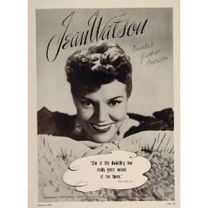  1947 Jean Watson Canada Canadian Contralto Booking Ad 