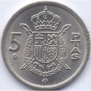    Brilliant Uncirculated 1975(78) Spanish 5 Pesetas 