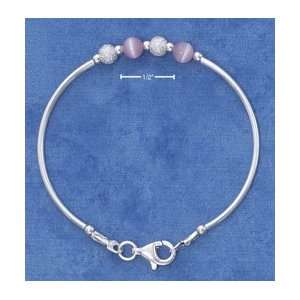  Childrens Pink Bead & Stardust Bead Bangle with Lobster 