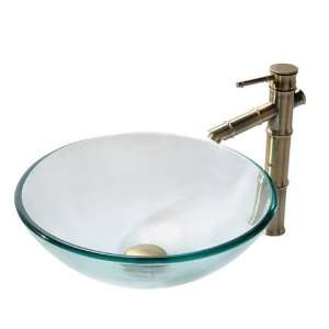   Vessel Sink and Bamboo Faucet C GV 101 14 12mm 1300SN 14 D x 5.5 H