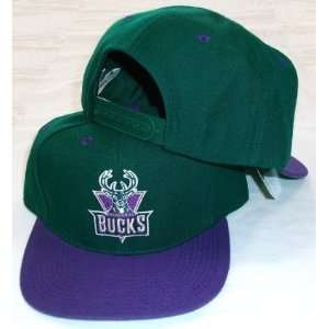 Milwaukee Bucks 2 Tone Green / Purple Snapback Adjustable Plastic Snap 