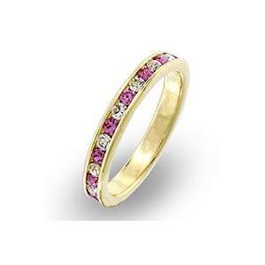 Crystal Bands   14k Gold Plated Pink and Clear Swarovski Crystal Band 