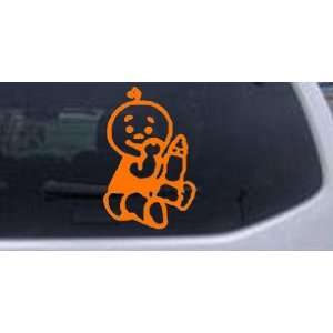 Orange 3in X 4.6in    Baby With Bottle Car Window Wall Laptop Decal 