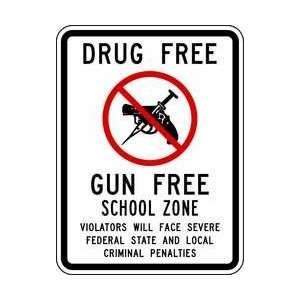  Safety Sign,drug Free Gun Free,18x12 In   LYLE Everything 
