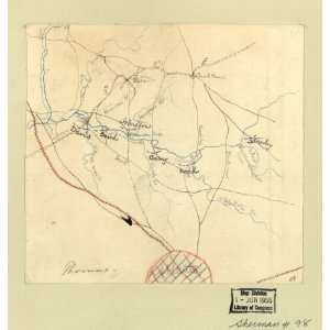 Civil War Map Union troop positions at Peach Tree Creek, Georgia, July 