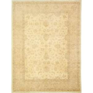  90 x 1110 Ivory Hand Knotted Wool Ziegler Rug