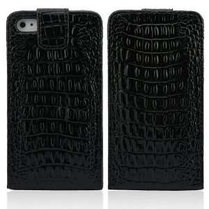  Iphone 4S Case Black Crocodile Skin Magnetic Flip Leather 