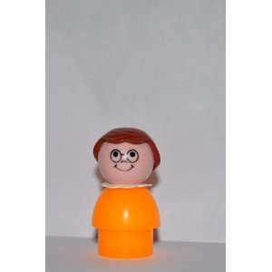 Vintage Little People School Girl Brown Hair with Orange Base (Plastic 