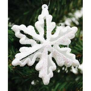  144  2 White Glitter Snowflake Dimensional Ornament For 