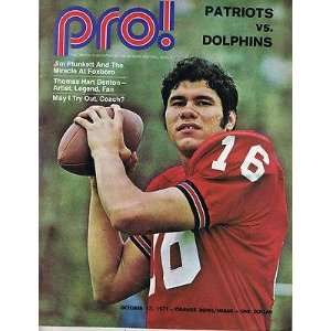 October 17th,1971 New England Patriots Vs Miami Dolphins Program 