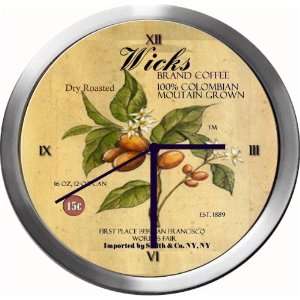 WICKS 14 Inch Coffee Metal Clock Quartz Movement Kitchen 