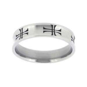  Double Cross Concave Ring in Stainless Steel Everything 