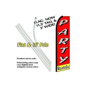  PARTY RENTALS Feather Banner Flag Kit (Flag & Pole) Patio 
