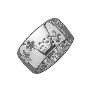 Ladies Sterling Silver Flower Band Ring Jewelry