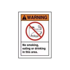 WARNING NO SMOKING EATING OR DRINKING IN THIS AREA (W/GRAPHIC) Sign 