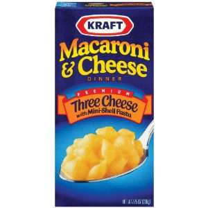 Kraft Macaroni & Cheese Dinner, Three Cheese with Mini Shell Pasta, 7 