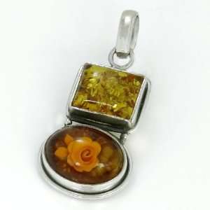 Gm Natural 50 Million Years OLD Amber 925 Silver Pendant 1 3/4 Free 