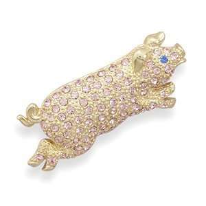  Pink Swarovski Crystal Pig Fashion Pin Jewelry