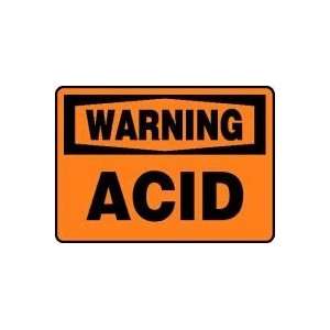 WARNING ACID 7 x 10 Dura Plastic Sign