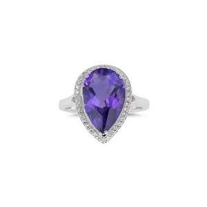  0.19 Cts Diamond & 3.39 Cts Amethyst Ring in Silver 7.0 