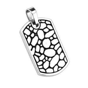  316L Stainless Steel Pebble Rock Pattern Cast Dog Tag 