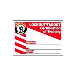 Labels LOCKOUT/TAGOUT CERTIFICATION OF TRAINING (WALLET CARD) 2 1/8 x 