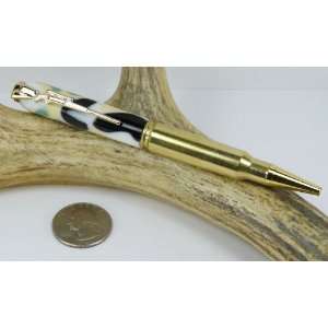  Nuevo Camo Acrylic 308 Rifle Cartridge Pen With a Gold 
