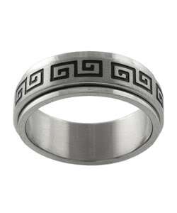 Spinner Ring with Greek Key Designs High Polished S S  