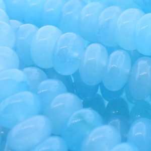 Aqua Quartz  Rondell Puffy   4mm Height, 8mm Width, Sold by 16 Inch 
