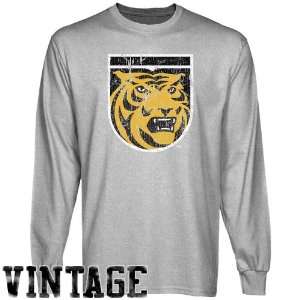 NCAA Colorado College Tigers Ash Distressed Logo Vintage Long Sleeve T 