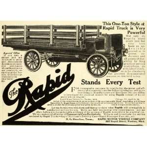 1908 Ad Antique One Ton Rapid Truck Delivery Hauling Pontiac Mich 