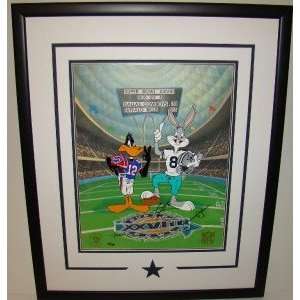  SB XXVIII Aikman Johnson SIGNED Warner Cel COWBOYS JSA 