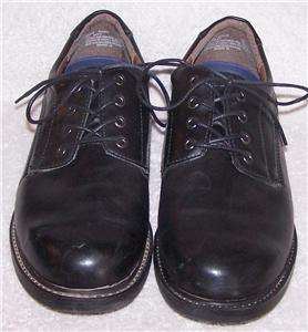 10.5/43.5 WIDE Puritan BLACK PATENT LEATHER OXFORDS LACE Dress Shoe 