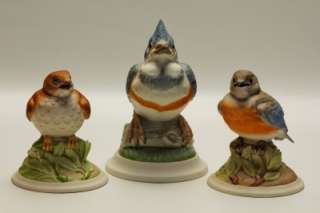   Bird Figurines 442 449 444W Kingfisher Baby Blue Bird Baby Wood Thrush