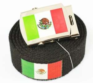 MEXICO FLAG CANVAS WEB BELT & BUCKLE  