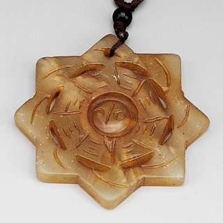 Hand Carved Vintage Necklace Octagon Figurine Pendant  