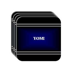 Personal Name Gift   YOMI Set of 4 Mini Mousepad Coasters (black 