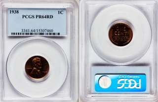 Jetproofs™ proudly offers this 1938 Proof Cent 1c PCGS PR64 RED, RED 