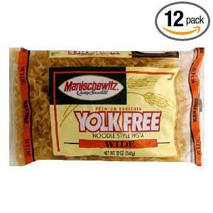 MANISCHEWITZ Yolk Free Wide Noodles , 12 Ounce Bags (Pack of 12 