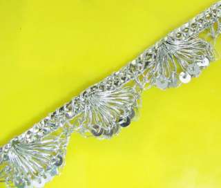 Crocheted Metallic Silver Braid Ribbon Trim Craft  