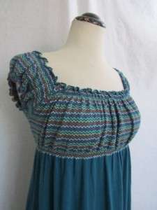 MOSSIMO NWT NEW Chevron zigzag Peasant Turquoise Cotton Knit Midi 