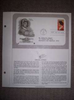 ABIGAIL ADAMS FIRST DAY 0F ISSUE STAMP JUNE 14, 1985  