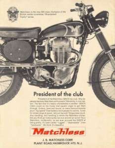 1965 Matchless G 80 CS Motorcycle President Original Ad  