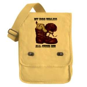  Messenger Field Bag Yellow My Dog Walks All Over Me Puppy 