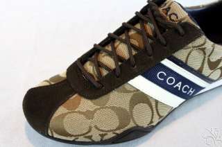 COACH Jayme Signature Khaki / Navy / White Sneakers Shoes size 8.5 
