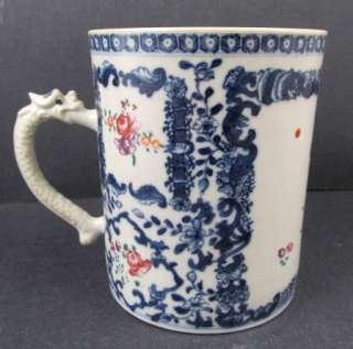 Fantastic Antique Chinese Export Canton Blue White Polychrome Tankard 